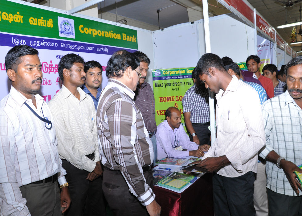 Visitors in Corporation Bank Stall _Suyathozhil Madurai 2013